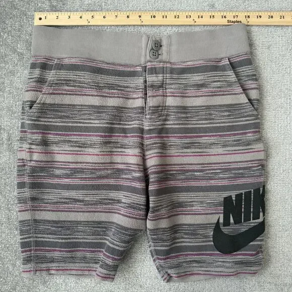 Nike FC Sweat Shorts Mens Large Gray Stripe French Terry Drawstring Soccer - Picture 5 of 8